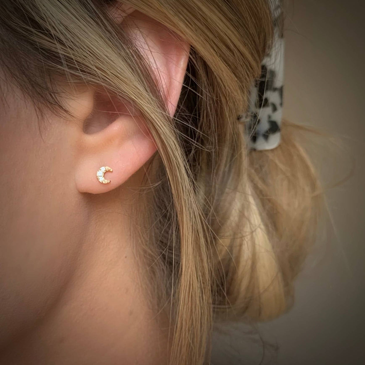 Gold Star & Moon Studs