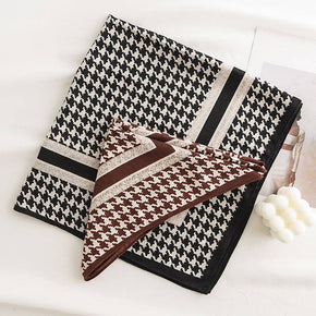 Black Classic Hounds Tooth Square Scarf