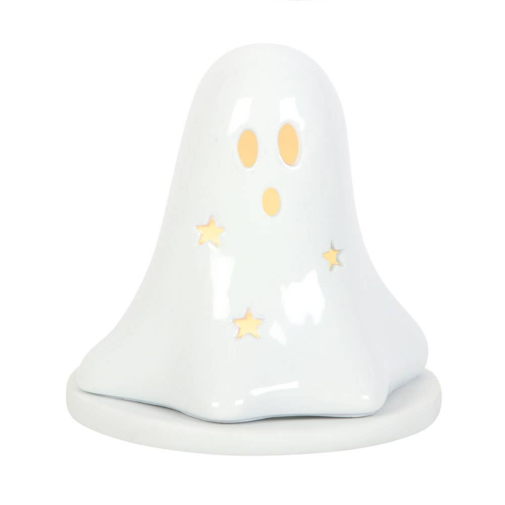 Ceramic Halloween Ghost Tealight and Incense Cone Holder