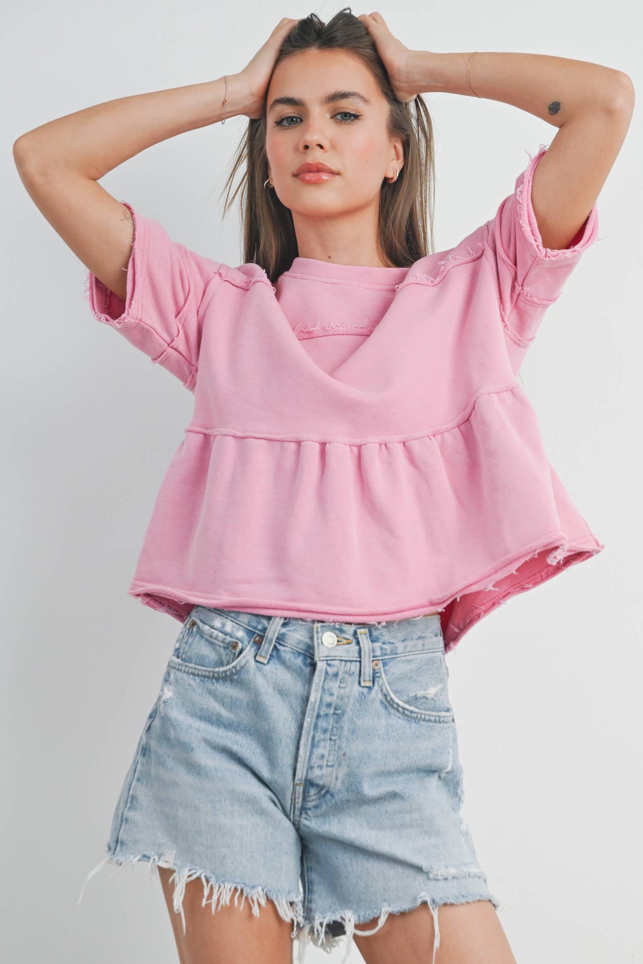 Pink Ruffle Tiered Blouse