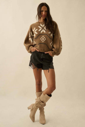 Mocha Textured Dolman-Sleeve Sweater