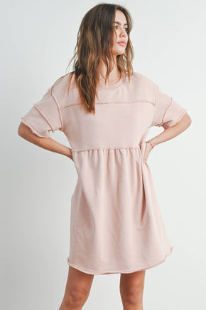 Washed French Terry Short Sleeve Dress