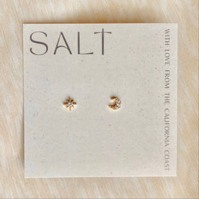 Gold Star & Moon Studs
