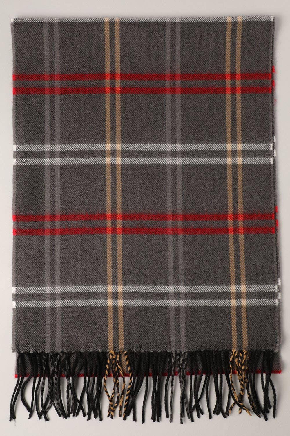 Grey Softer Than Cashmere Plaid Muffler Scarf