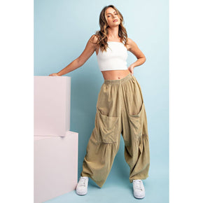 Taupe Mineral Washed Wide Leg