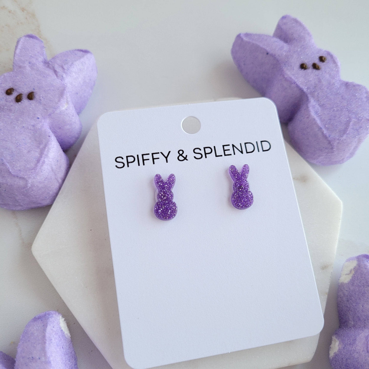 Purple Glitter Bunny Studs