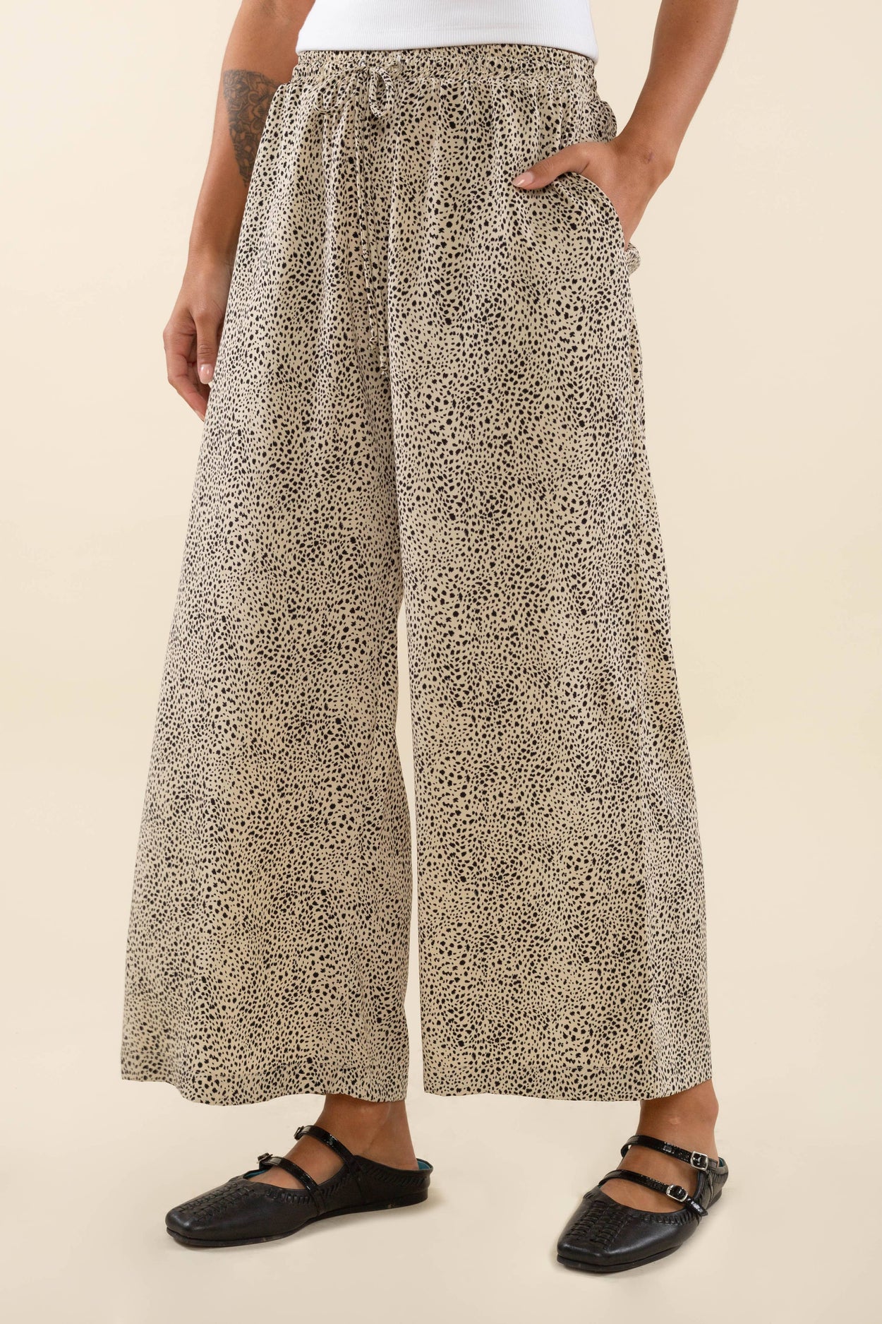 Plus Animal Print Wide Leg Pant