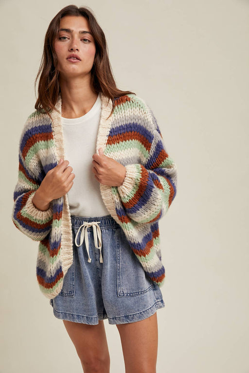 Multi-Striped Sweater Cardigan