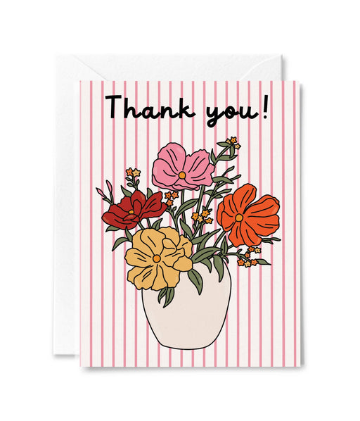 Stripe Flower Bouquet Thank You Card