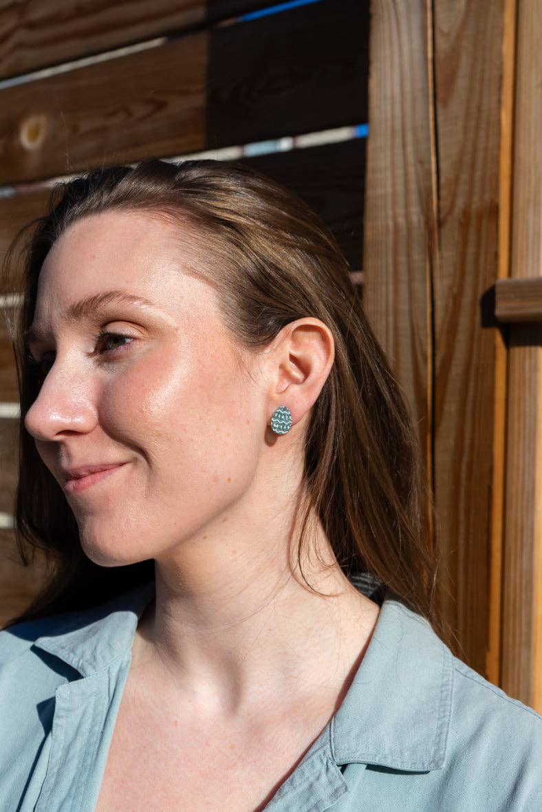 Pastel Blue Glitter Easter Egg Studs