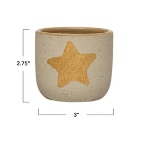 Stoneware Planter With Gold Star