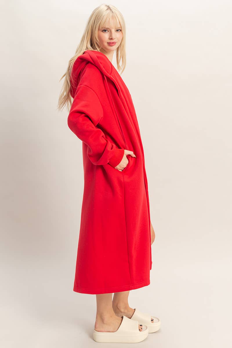 Grey Fleece French Terry Hood Coat