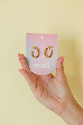 Gold Twisted Stud Hoops