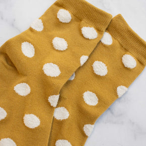 Dark Green Women's Polka Dots Puff Casual Socks