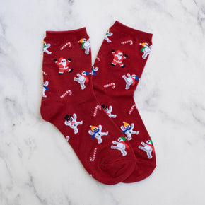 Green Women's Christmas Santa and Snowman Socks
