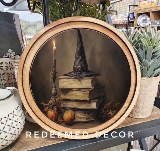 Round Halloween Books Art