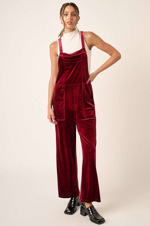 Wine Velvet Overalls