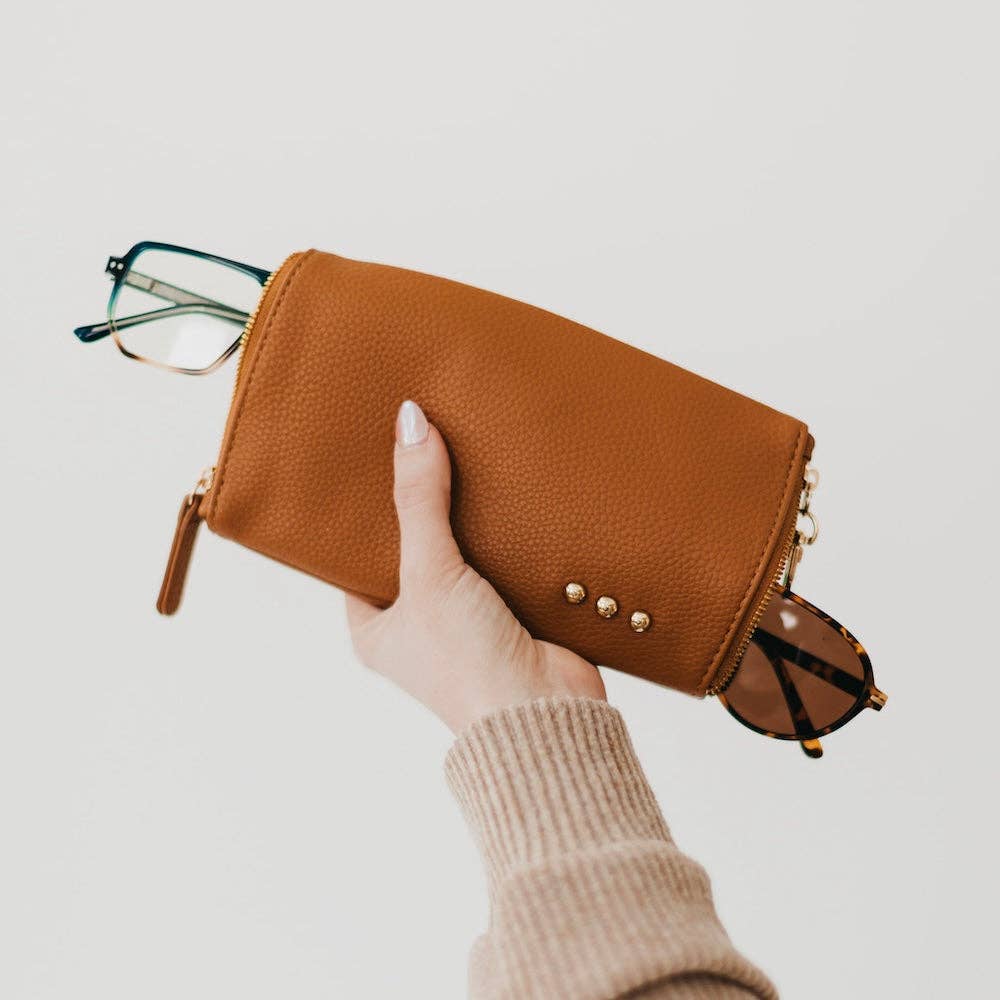 Brown 2-in-1 Glasses Case Holder