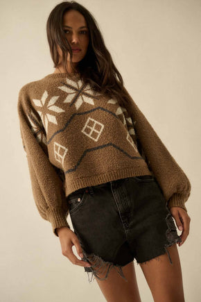 Mocha Textured Dolman-Sleeve Sweater