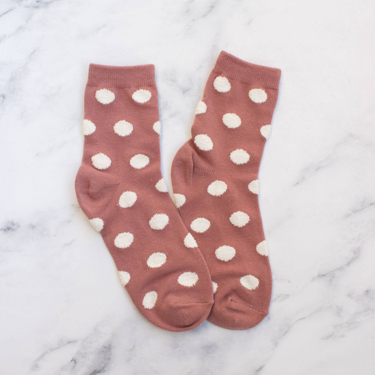 Pink Women's Polka Dots Puff Casual Socks
