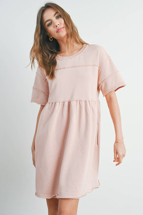 Washed French Terry Short Sleeve Dress