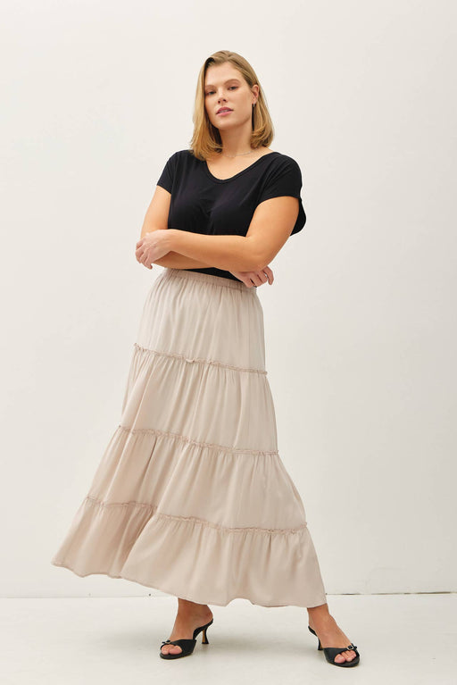 Plus Stone Tiered Maxi Skirt