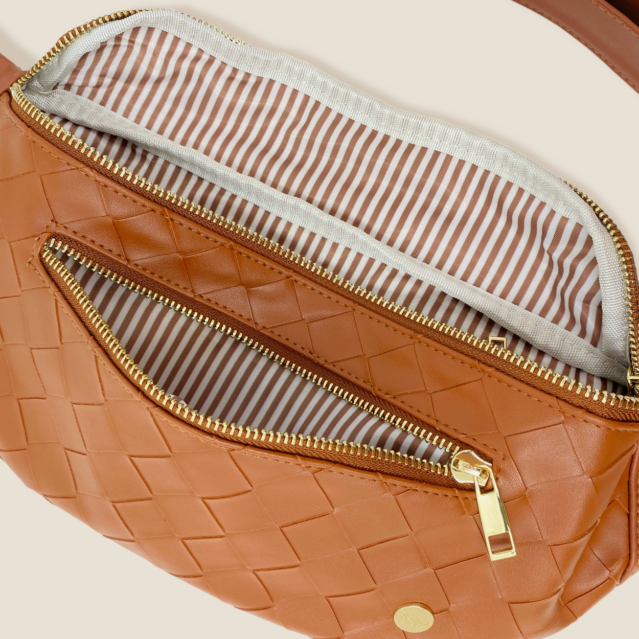 Woven Cognac Belt Bag