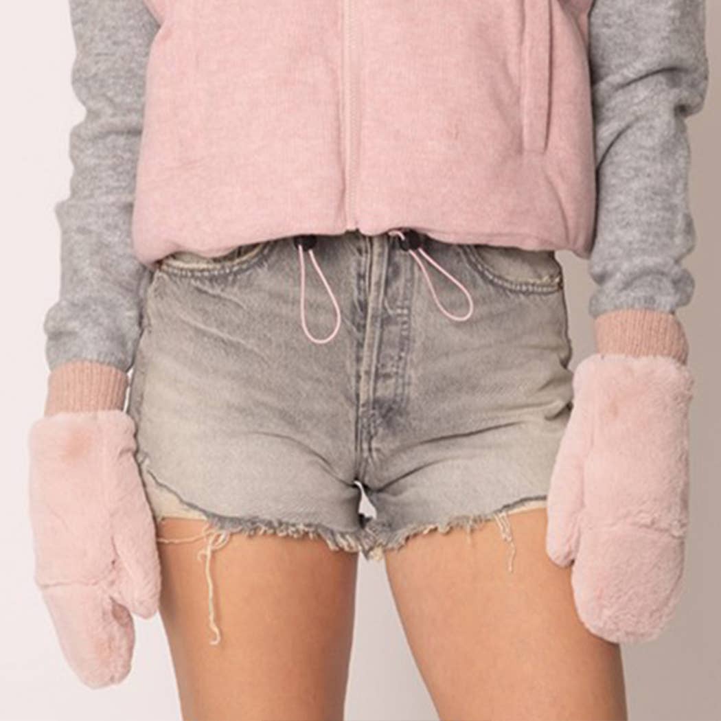 Pink Snow Cozy Mittens Gloves