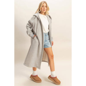 Grey Fleece French Terry Hood Coat