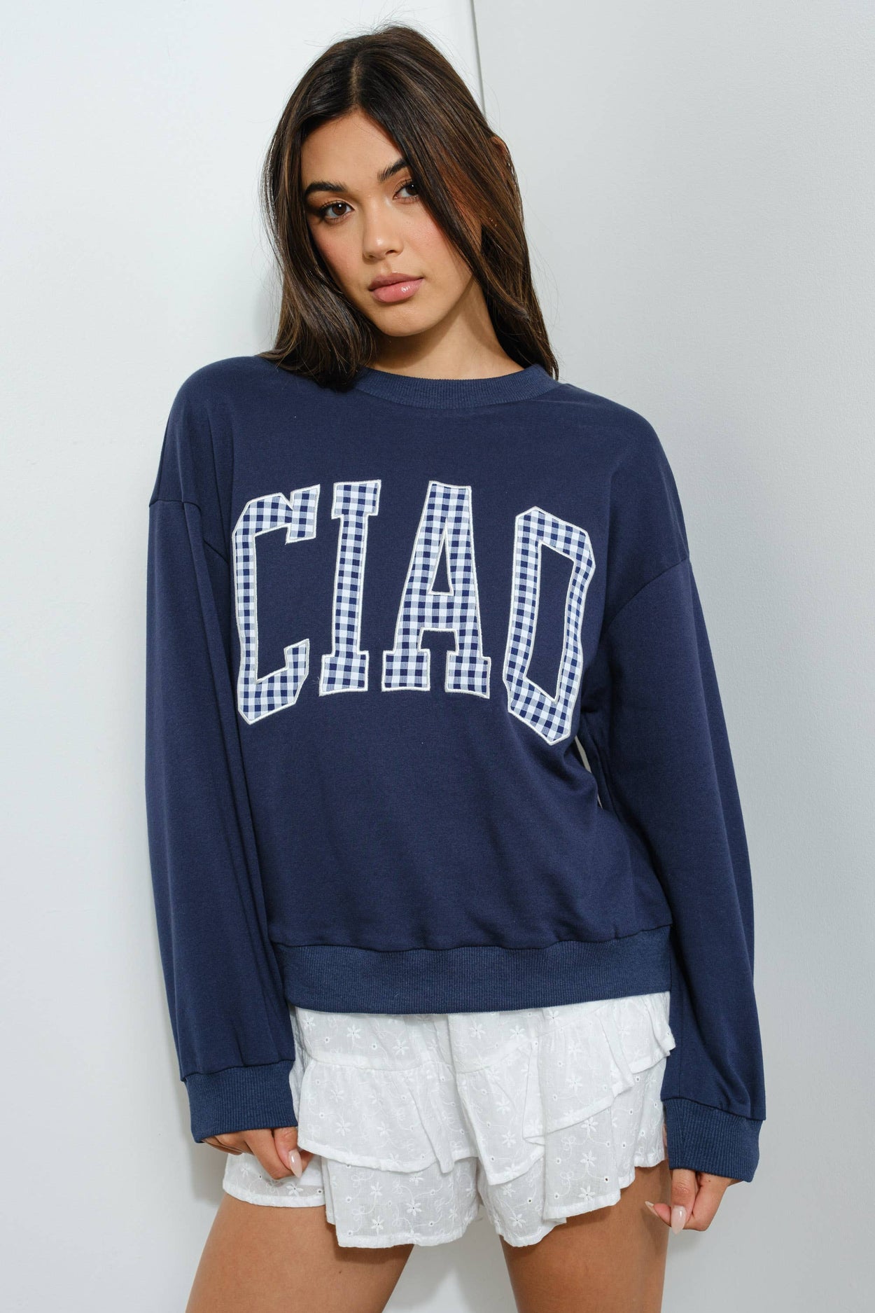 Navy Plaid Ciao Sweatshirt