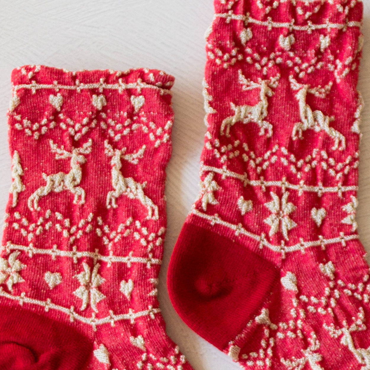 Red Christmas Glitter Casual Crew Socks