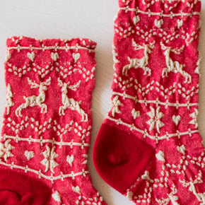 Red Christmas Glitter Casual Crew Socks