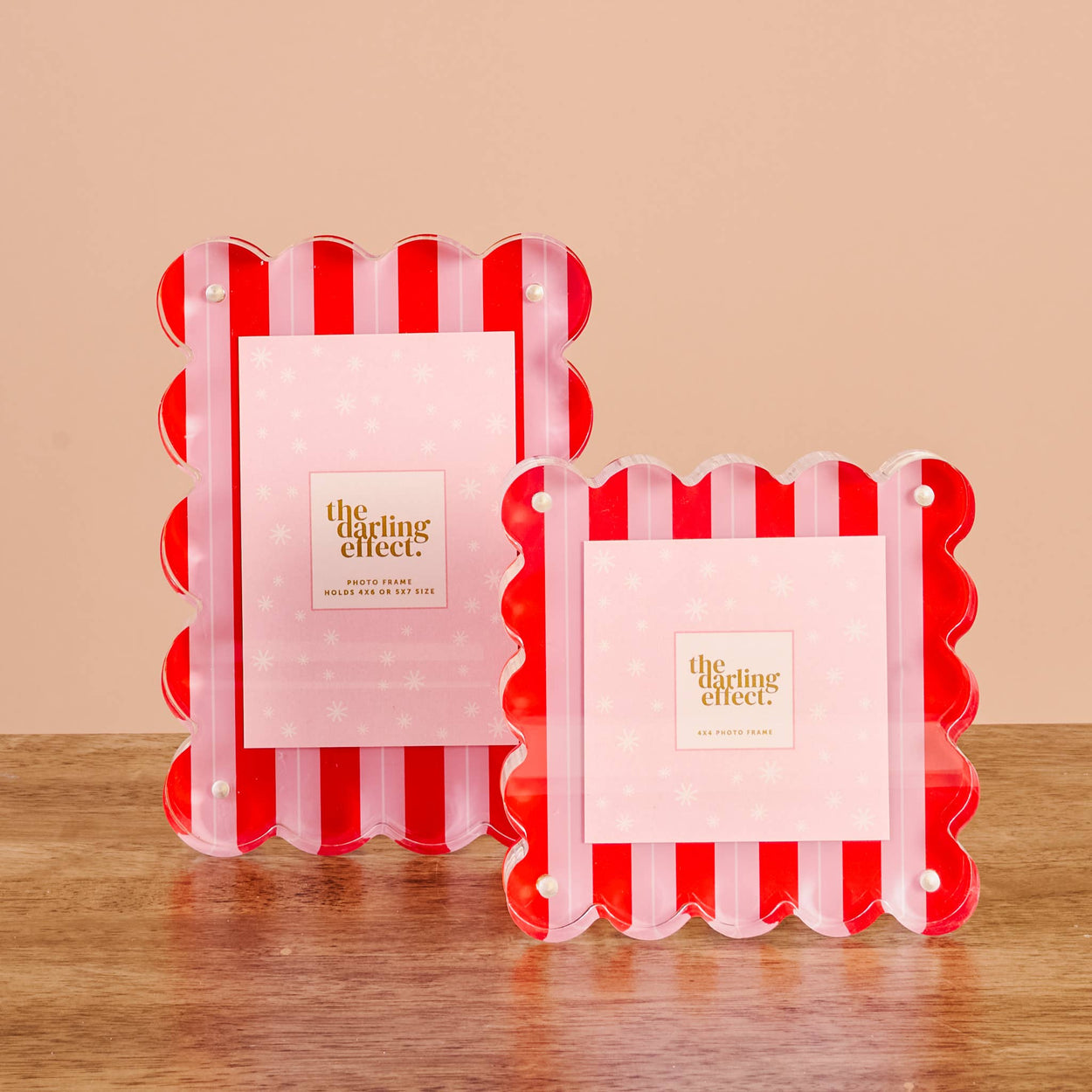 Peppermint Stripes Square Scalloped Acrylic Frame