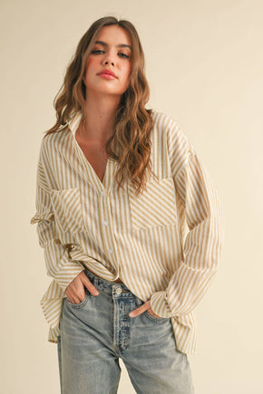 Mustard Striped Button Down