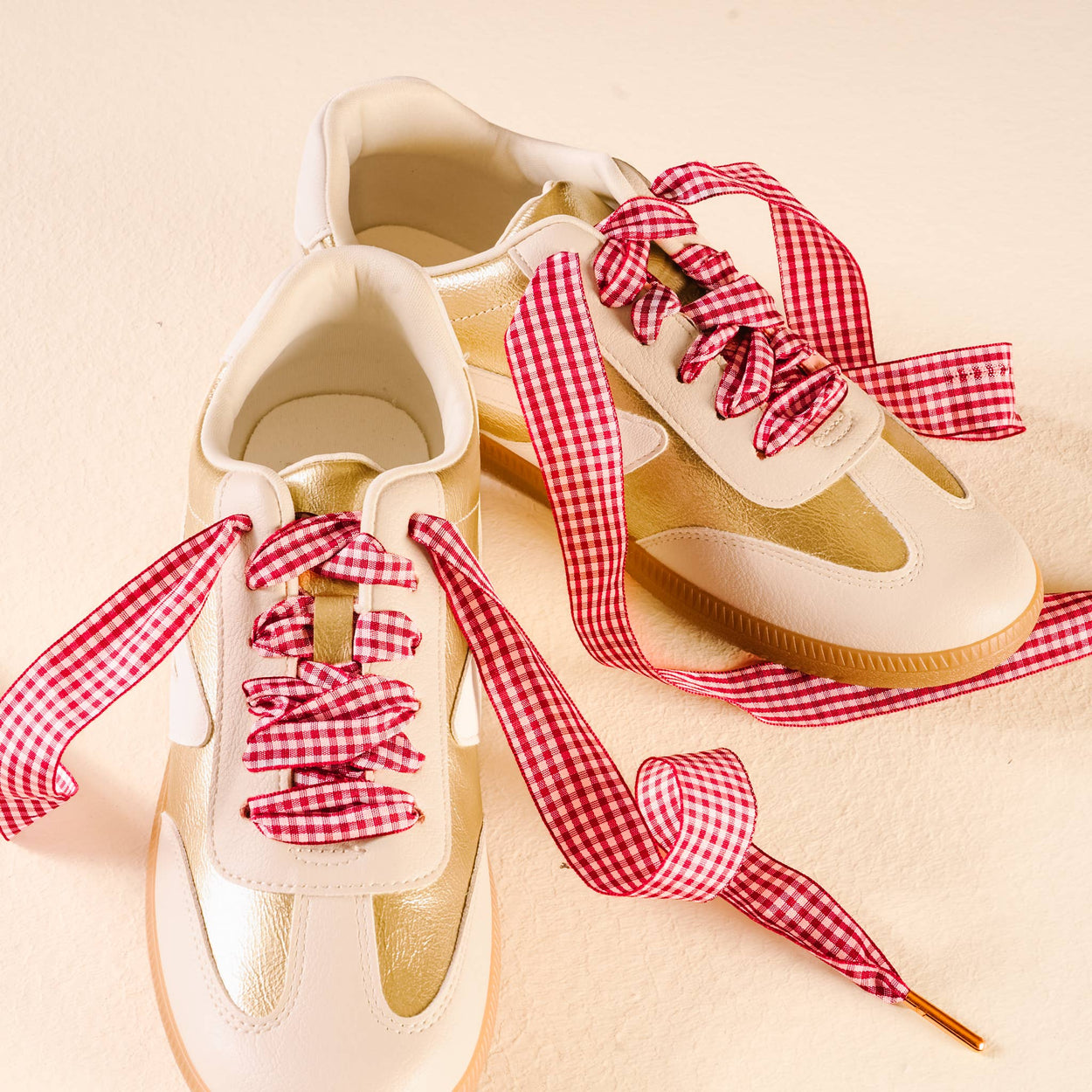 Gingham Red Step It Up Shoelaces