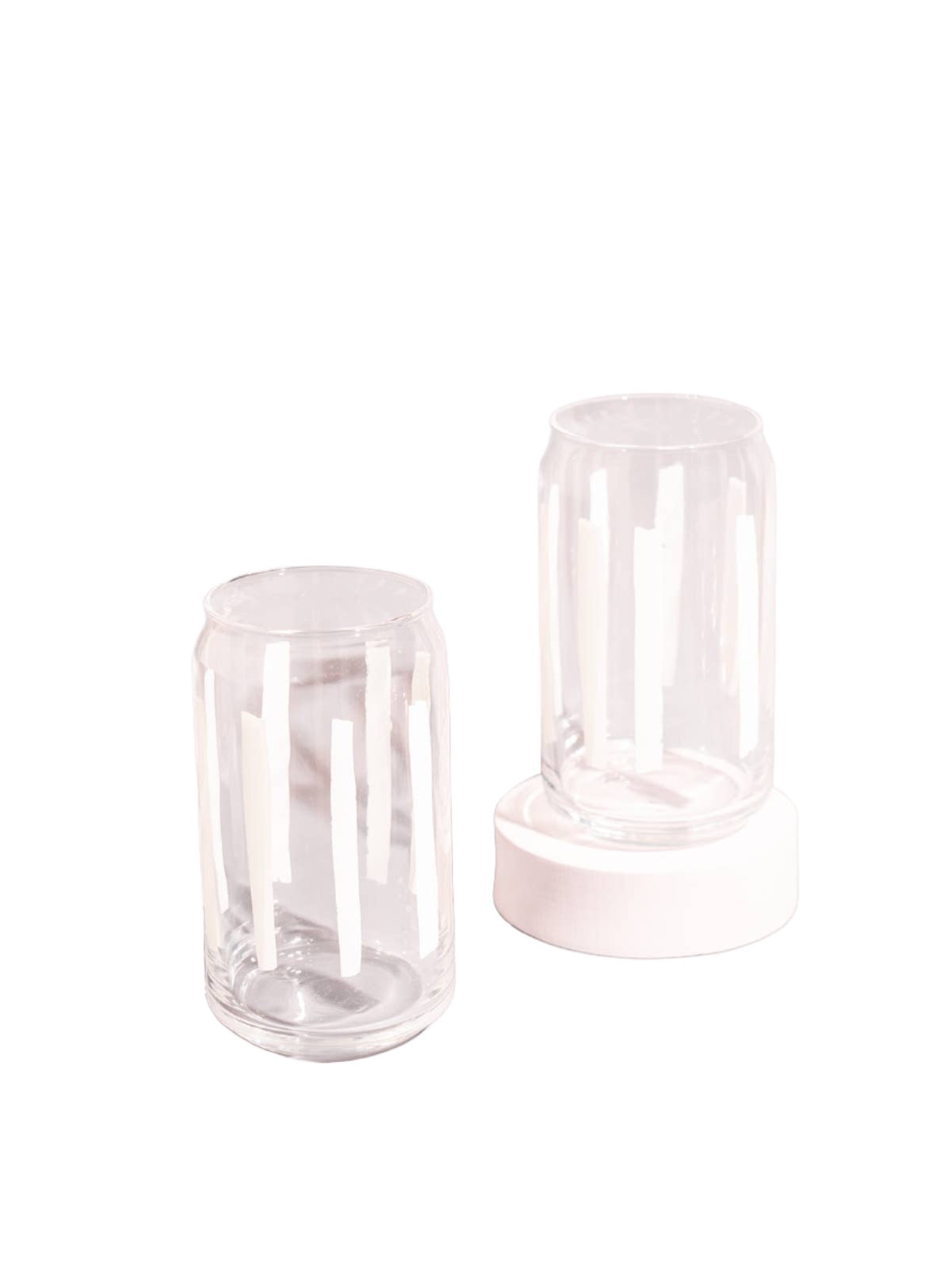 White Striped Soda Can Glass