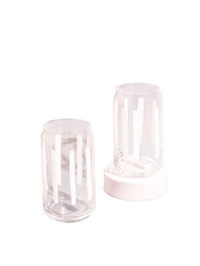 White Striped Soda Can Glass