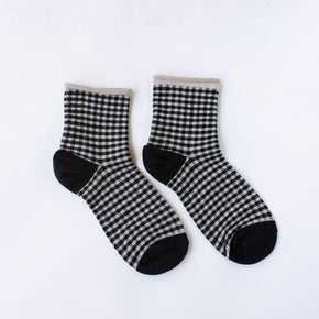 Oatmeal & Red Picnic Mid Crew Socks