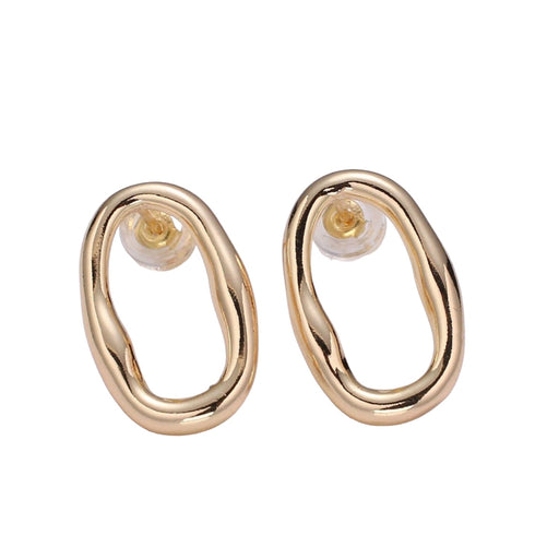 Gold Round Open Stud Earrings