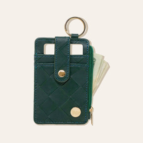 Woven Dark Green Keychain Wallet