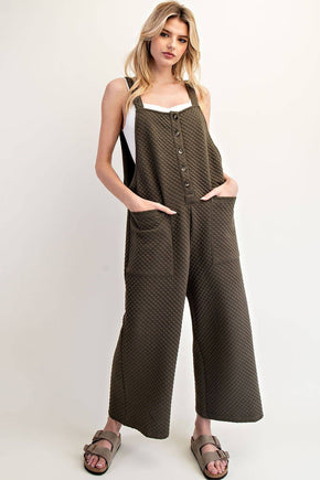 Dry Herb Textured Sleeveless Jumpsuit