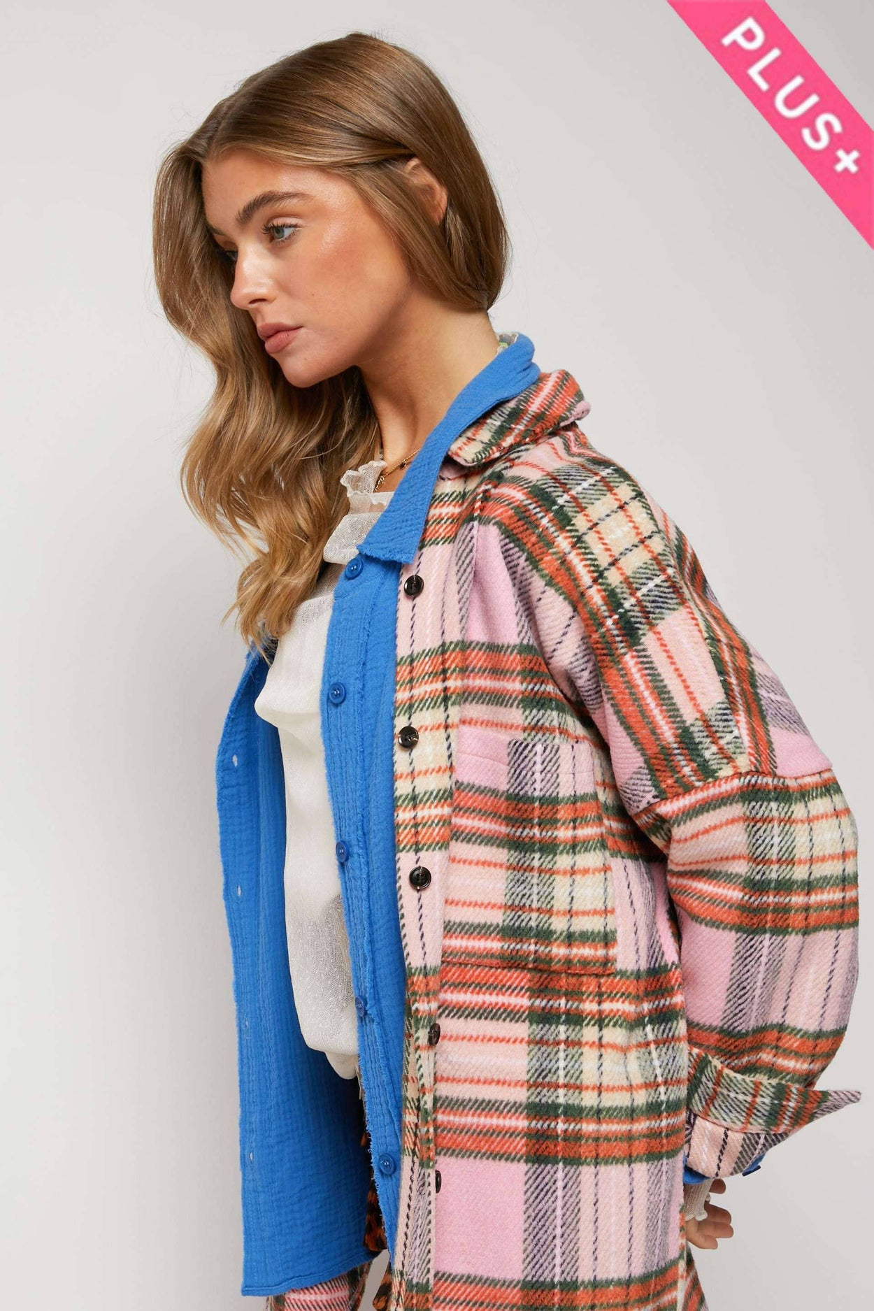 Pink Plus Plaid Button Down Shirt