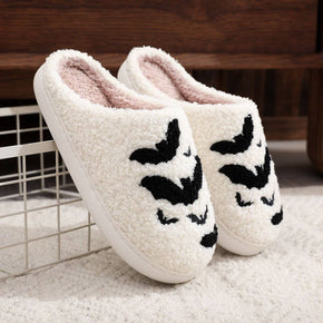 Bat Embroidered Cotton Slippers