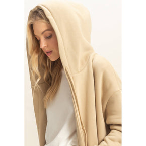 Grey Fleece French Terry Hood Coat