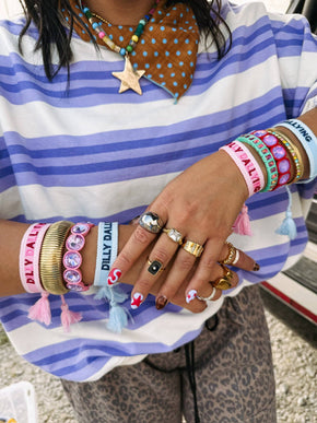 Blue Dilly Dallying Embroidered Bracelet