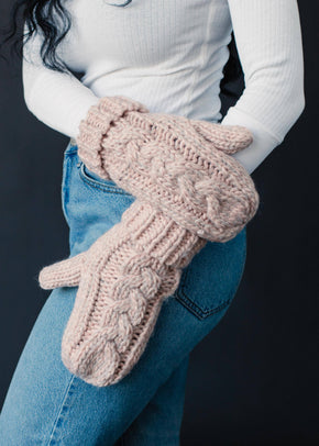 Blush Cable Knit Mittens