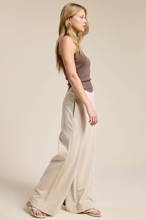 Beige Wide Leg Sweatpants