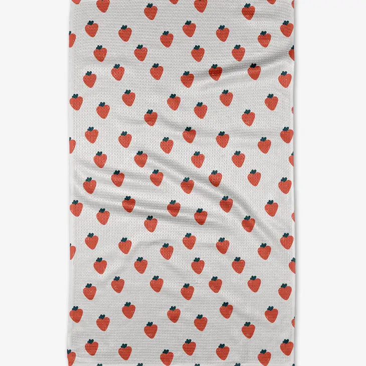 Geometry Strawberry Love Tea Towel