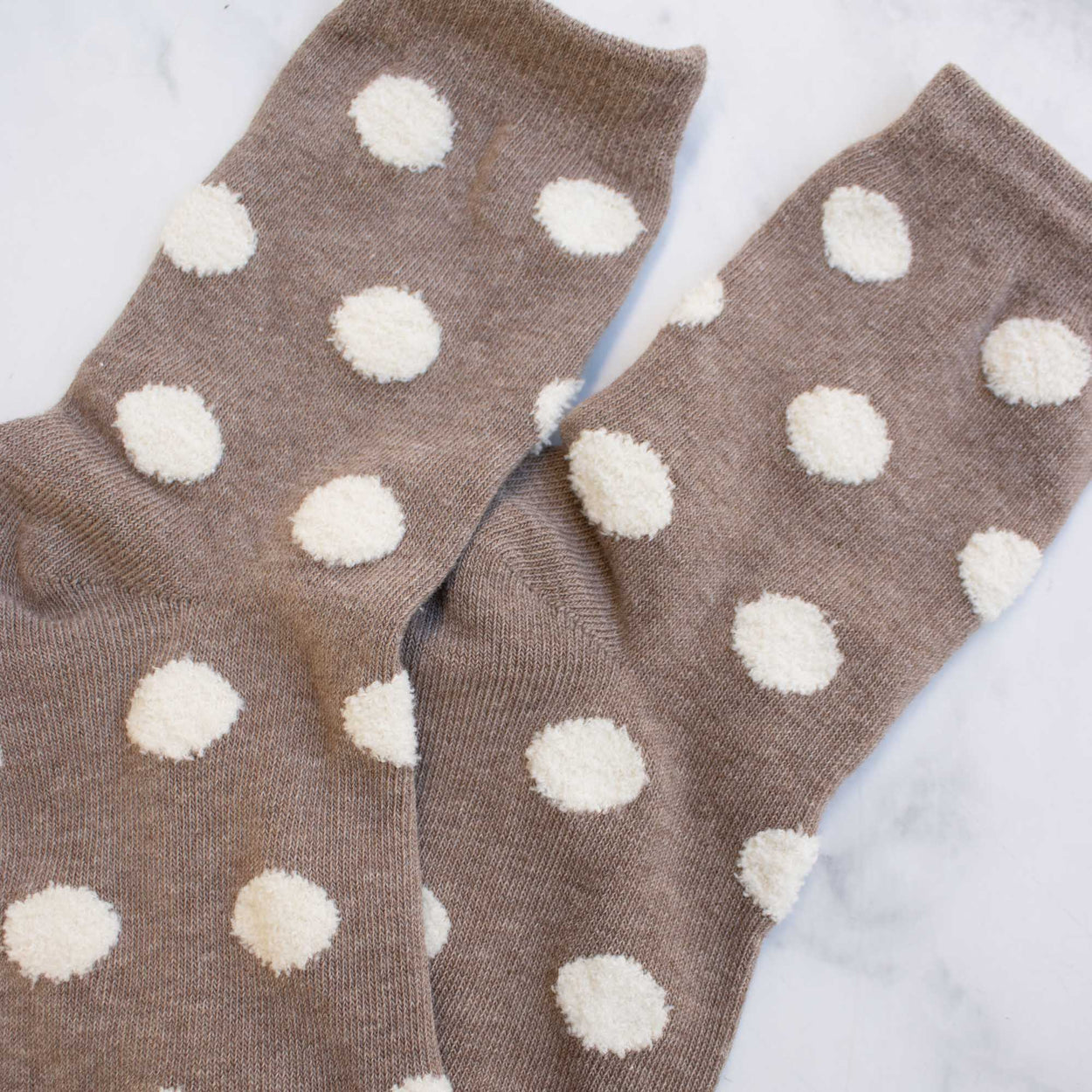 Dark Green Women's Polka Dots Puff Casual Socks