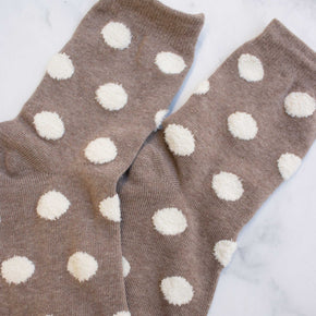 Dark Green Women's Polka Dots Puff Casual Socks